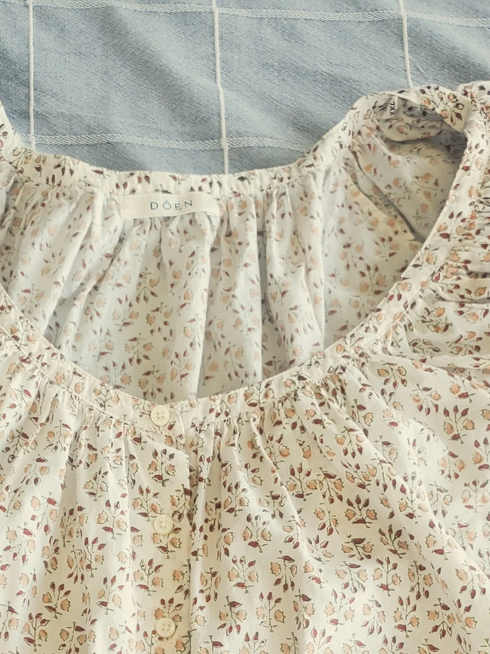 Doen Cream Floral Puff-Sleeve Blouse